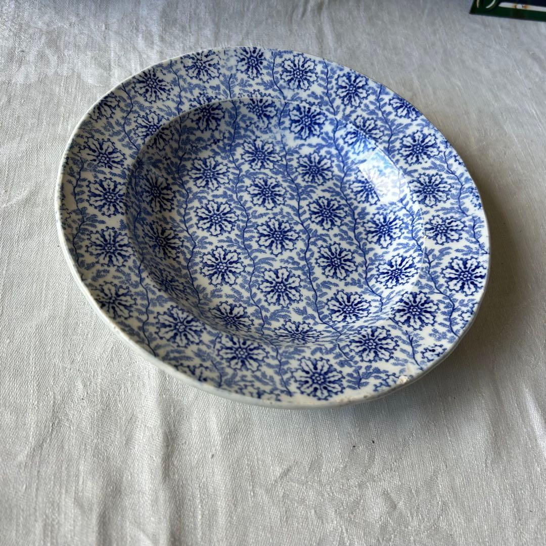 Bordeaux 希少　総柄　深皿　藍色　フランス　アンティーク