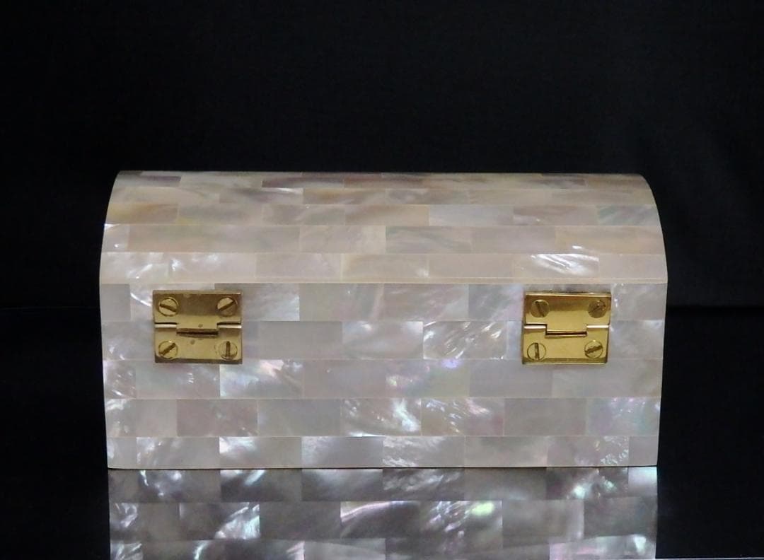 白蝶貝 虹色光沢 真珠とオニキスの宝石箱 写真立て ジュエリーボックス