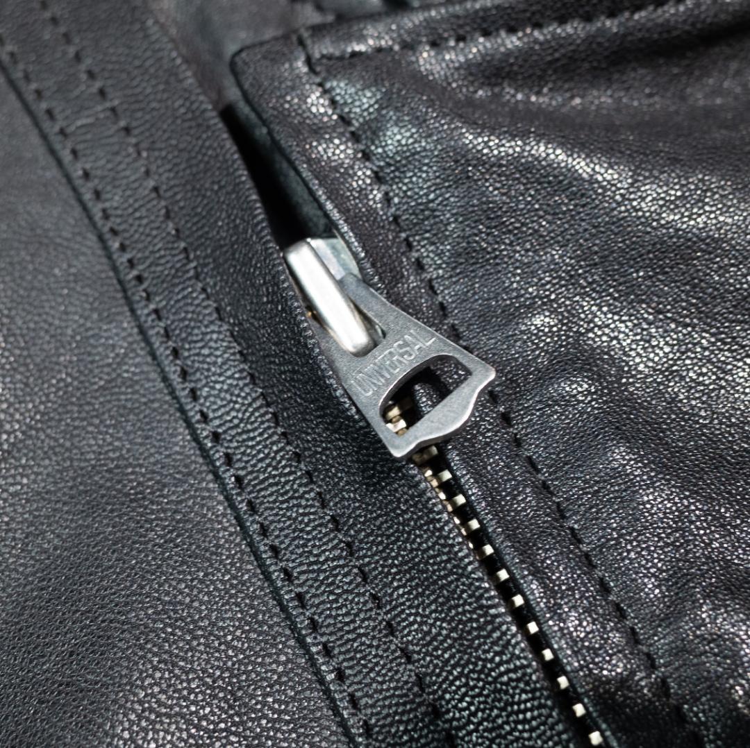 EGO TRIPPING ゴートレザー ライダースジャケット 48 黒 革ジャン