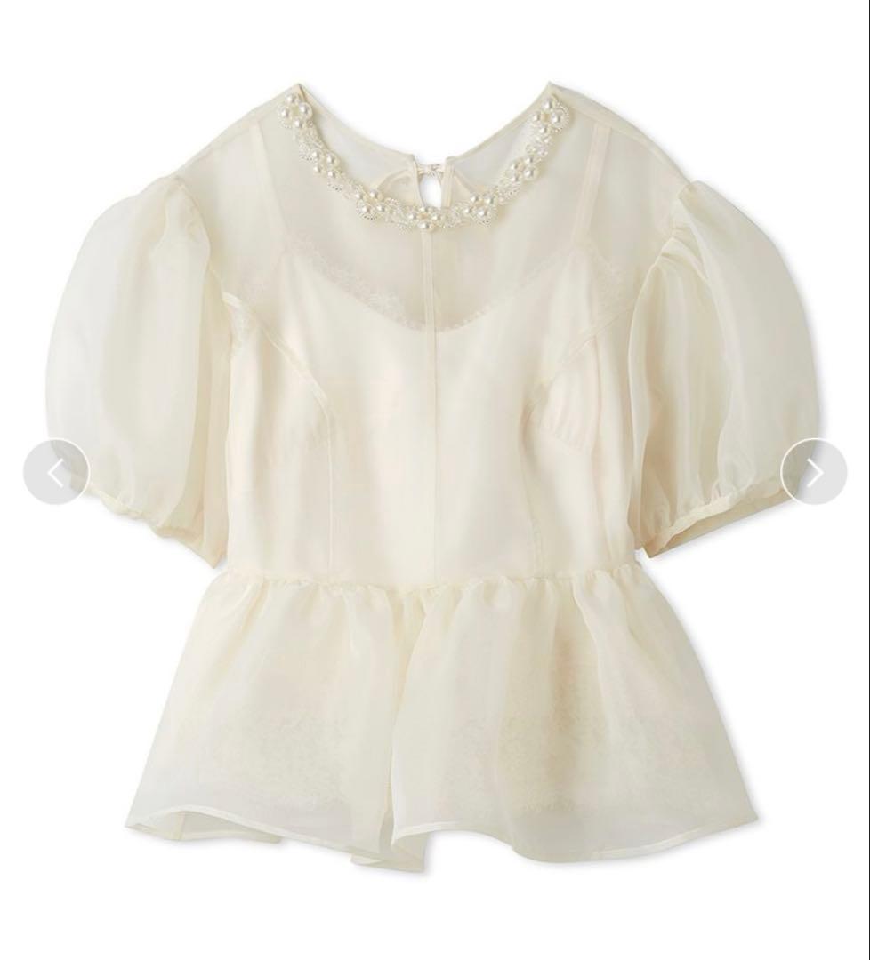 LILY BROWN ビジューオーガンペプラムトップス