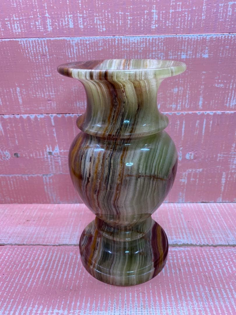 オニキス　フラワーベース　GENUINE ONYX　置物　ヴィンテージ