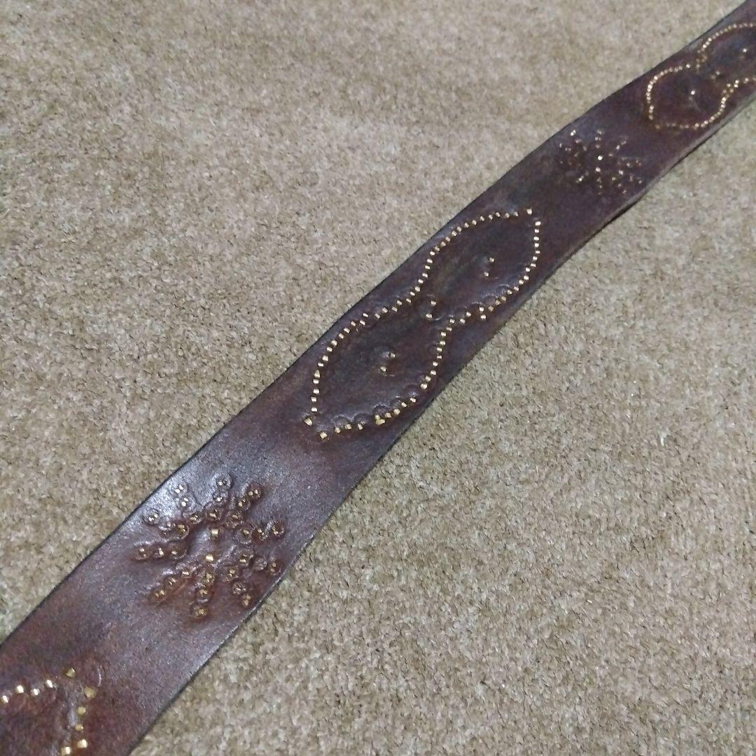 36inch HTC 茶芯 ピーナッツ レザー スタッズベルト ブラック