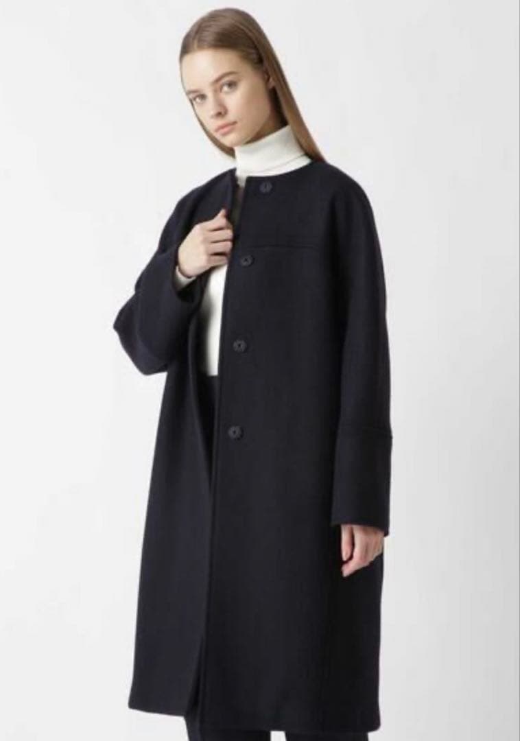 t*o様 アドーア　定価95700円　エアメルトンノーカラーコート38 黒