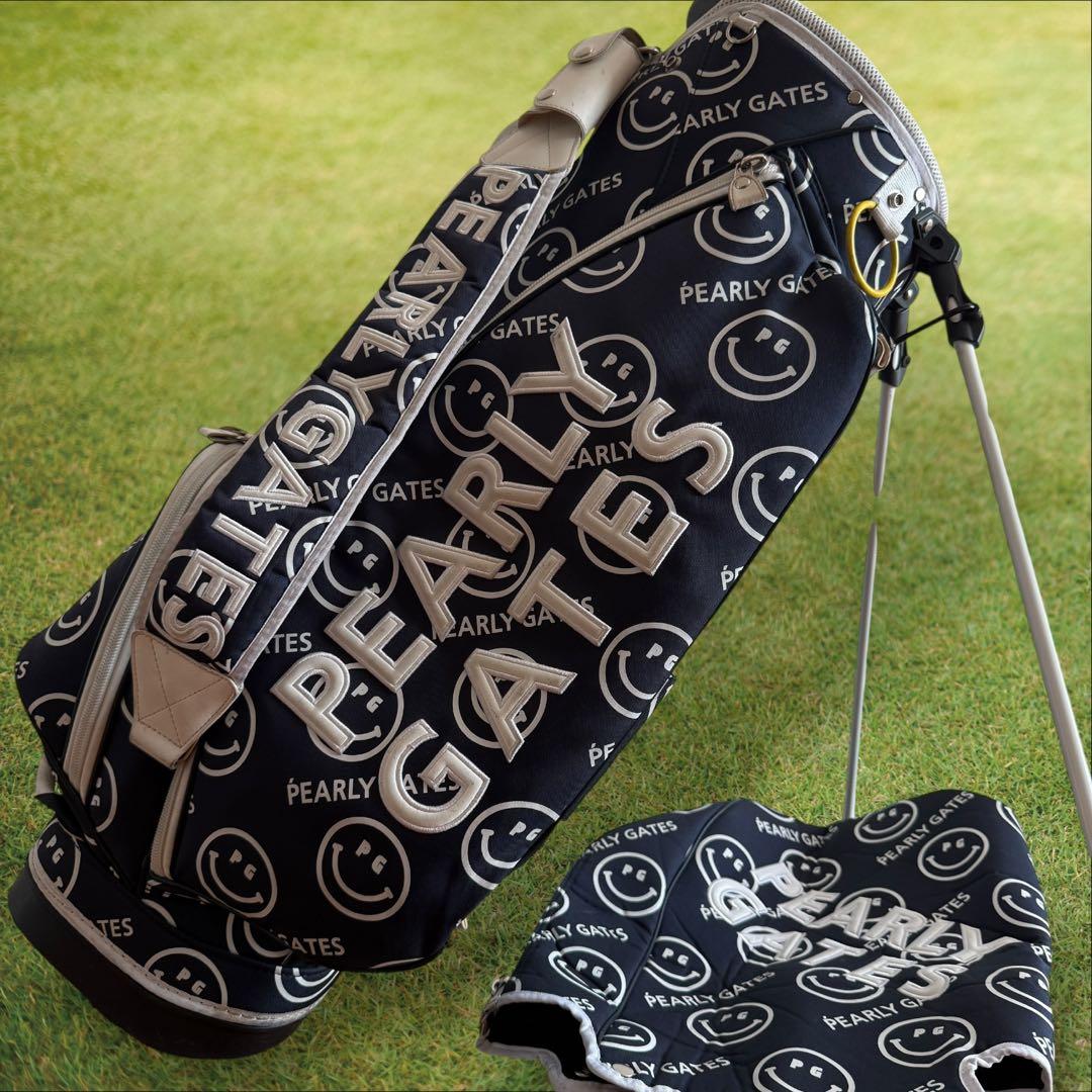 パーリーゲイツ　キャディバッグ　総柄　スタンド式　軽量　ネイビー　紺