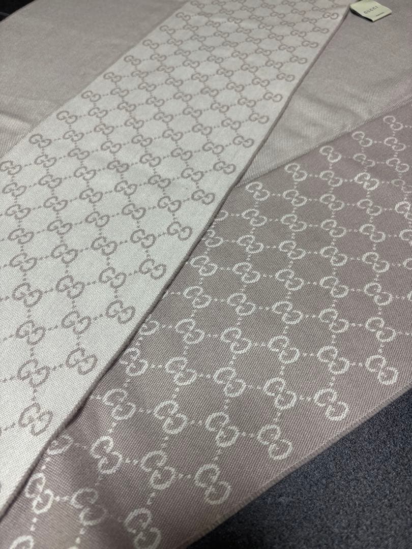 《最終値下げ》GUCCI マフラー GGパターン ホワイト×グレー 《正規品》