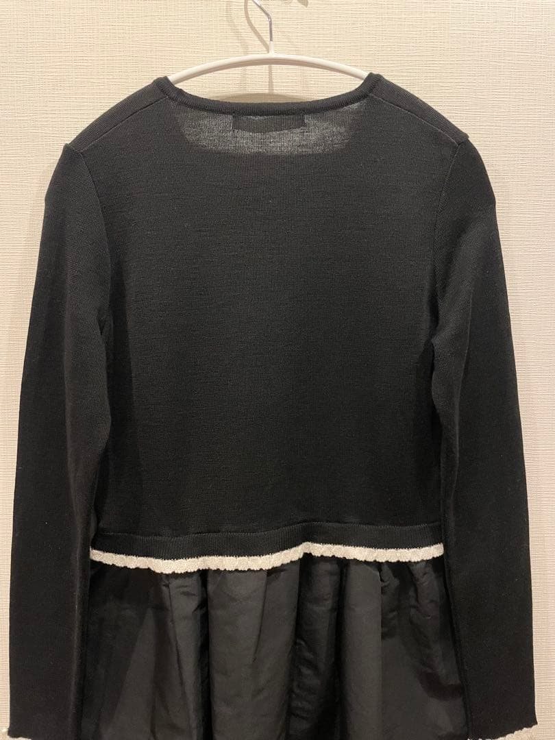 極美品　ジョリーミニョン　袖口パールメモリータフタドッキングワンピース　ブラック