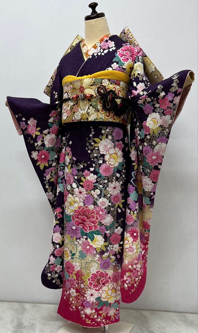 振り袖　フルセット　別誂長襦袢　成人式　金彩加工　刺繍入り　銀通し　758