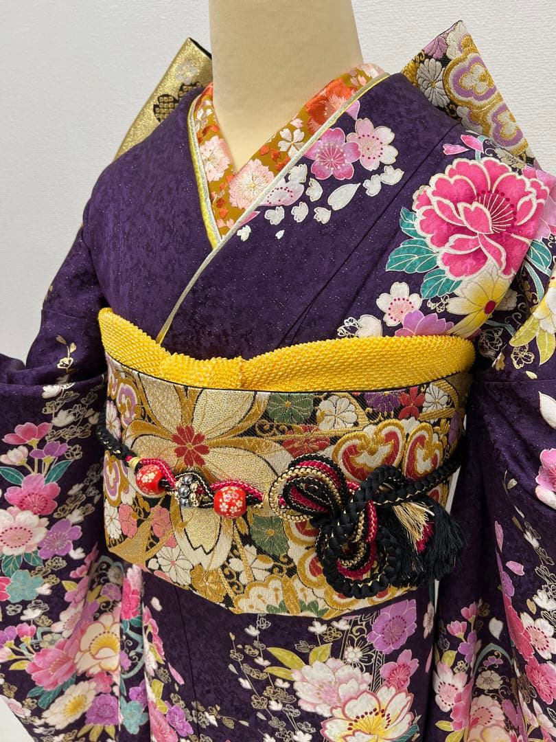 振り袖　フルセット　別誂長襦袢　成人式　金彩加工　刺繍入り　銀通し　758