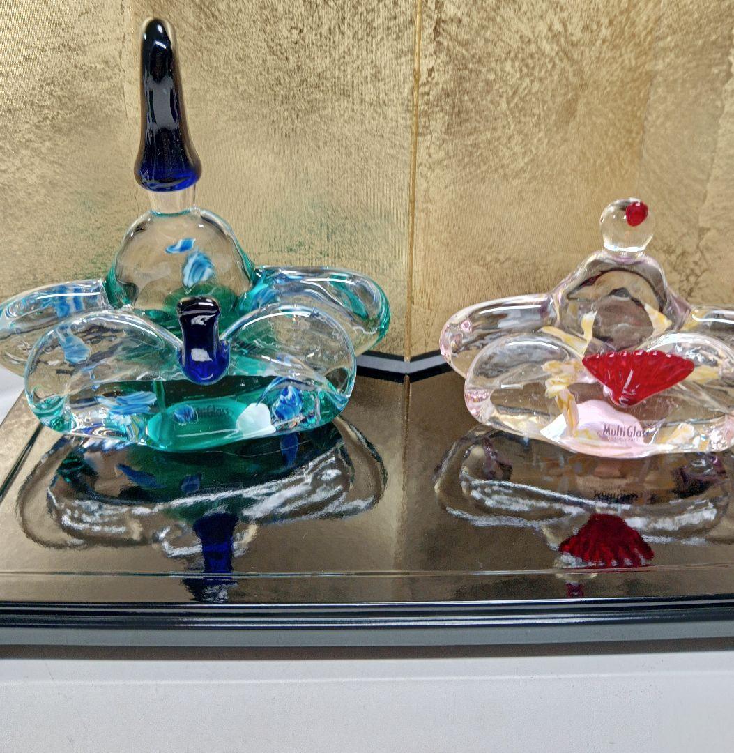 マルティグラス ガラス製雛人形セット（屏風付き）