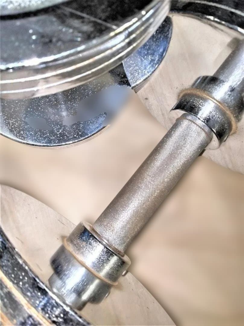 [手渡し限定]　重量固定式　クローム・ダンベル 15kg(ペア) 　中古品