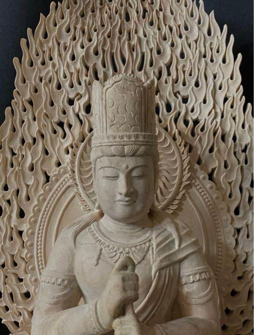 高62cm 井波彫刻 一刀彫り　仏教工芸品　香樟材　木彫仏教　大日如来座像
