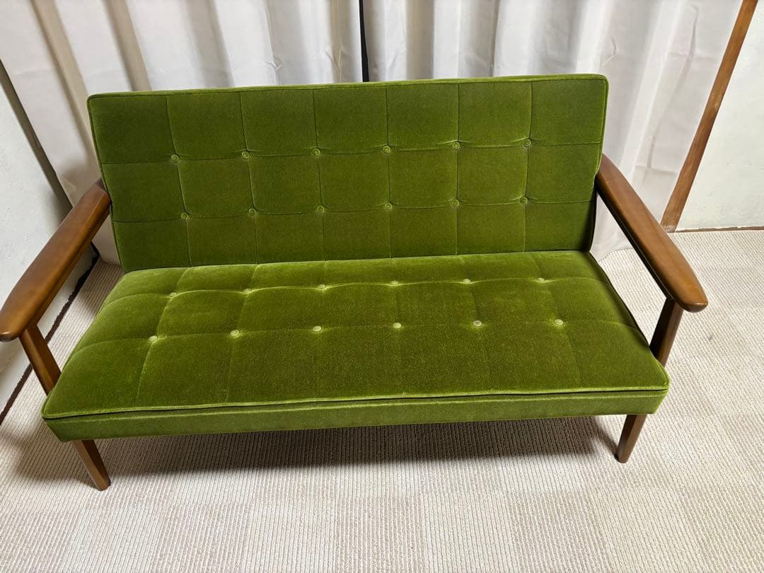 カリモク60 Kチェア モケットグリーン 2シーター