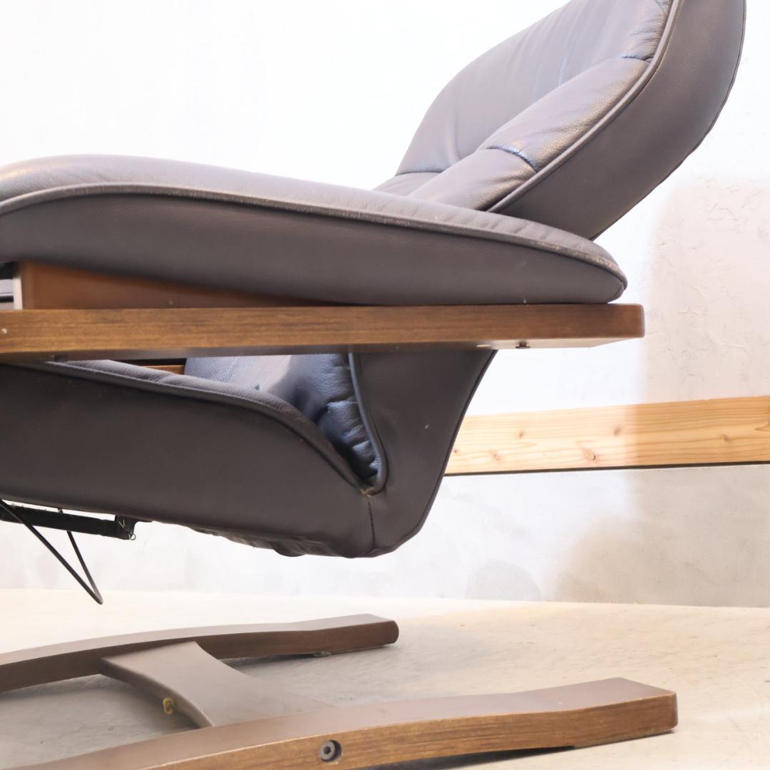 冨士ファニチア 本革 リクライニングチェア 1P オットマン パーソナルソファ