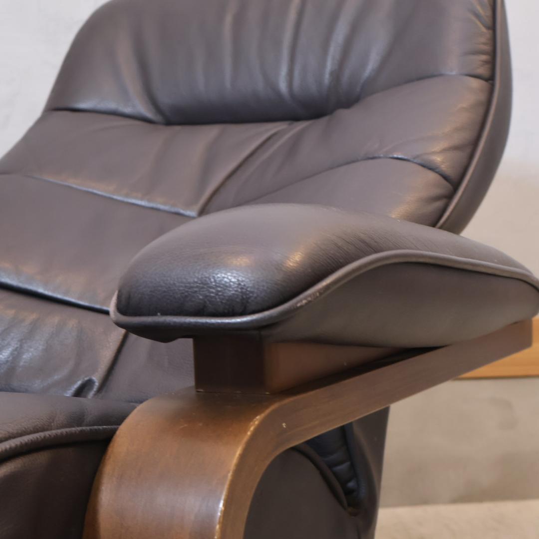 冨士ファニチア 本革 リクライニングチェア 1P オットマン パーソナルソファ