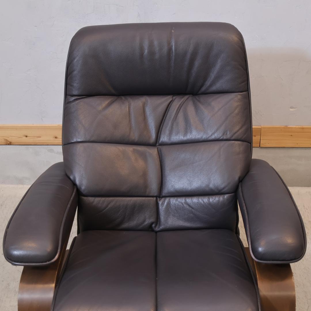 冨士ファニチア 本革 リクライニングチェア 1P オットマン パーソナルソファ