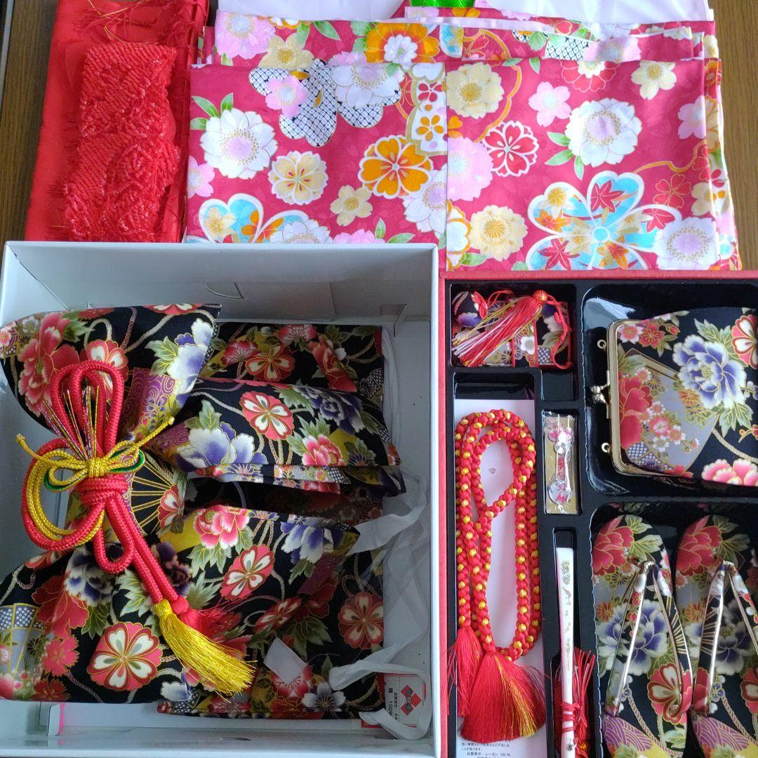 七五三　着物セット　7歳　結び帯 はこせこ【美品】