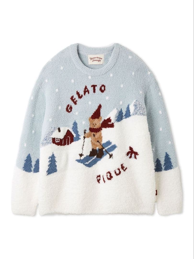 ジェラートピケ スキーベア ジャガード プルオーバー ミント ジェラピケ