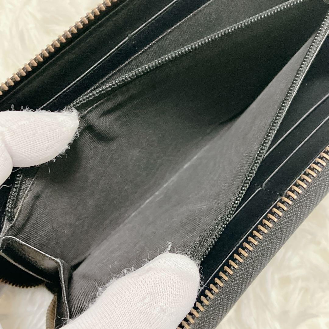 希少ミケーレ期 グッチ 長財布 ラウンドファスナー スネーク レザー ブラック