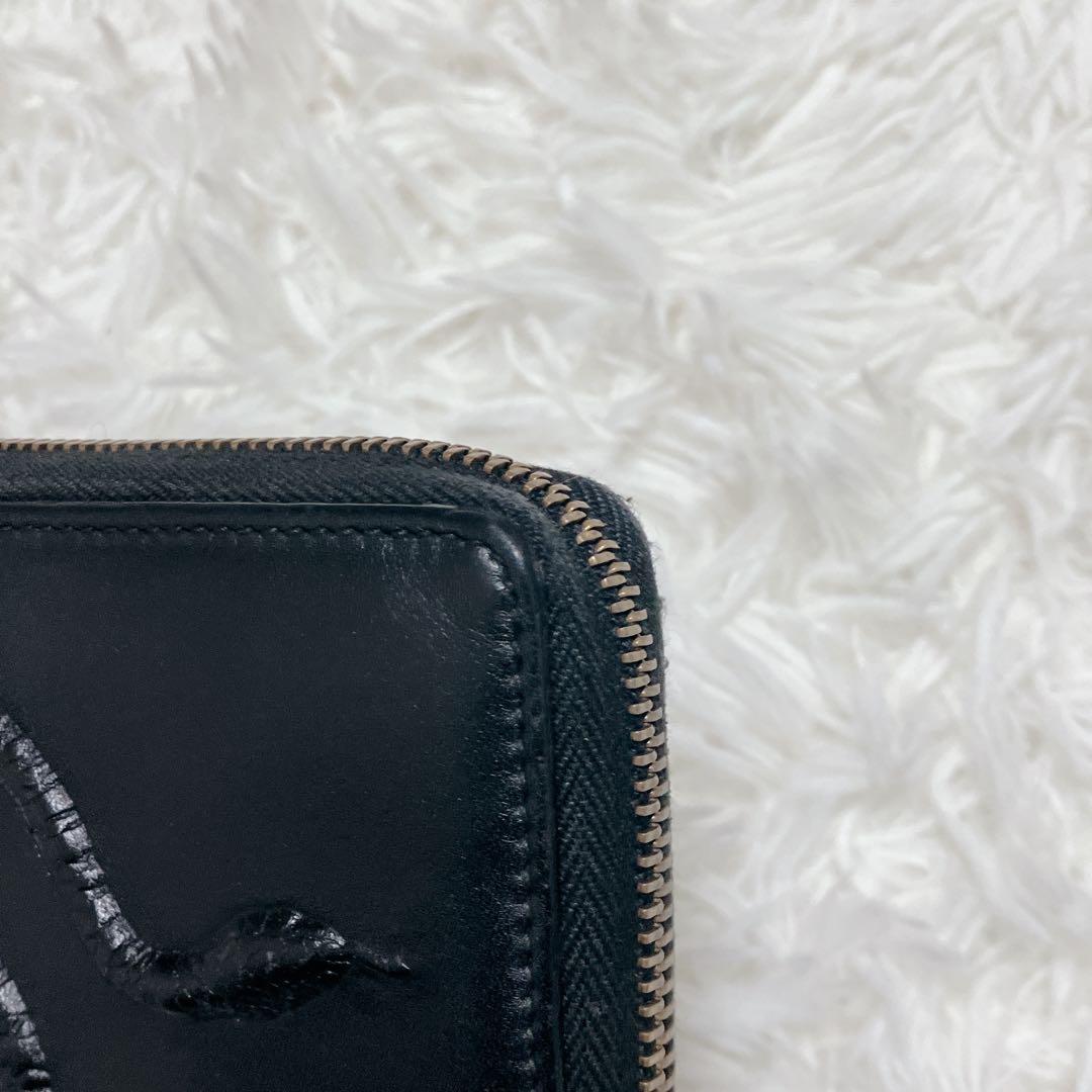 希少ミケーレ期 グッチ 長財布 ラウンドファスナー スネーク レザー ブラック