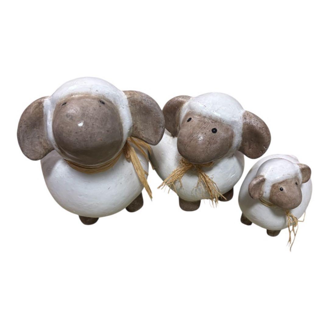 sheep（羊）アンティークオブジェ　置物　テラコッタ陶器　3個セット