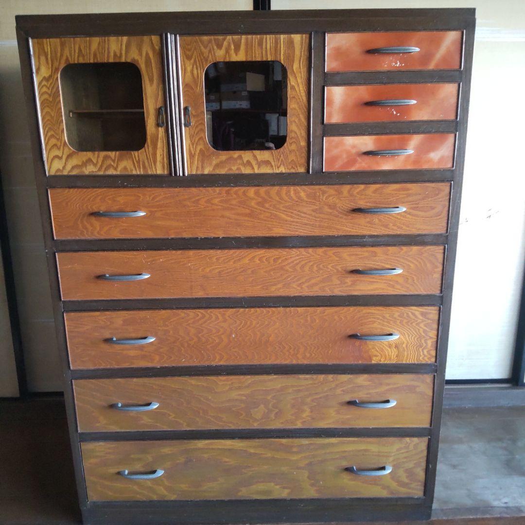 昭和レトロ　小物入れ付きタンス　箪笥　 奥行42cm幅89cm高さ120cm