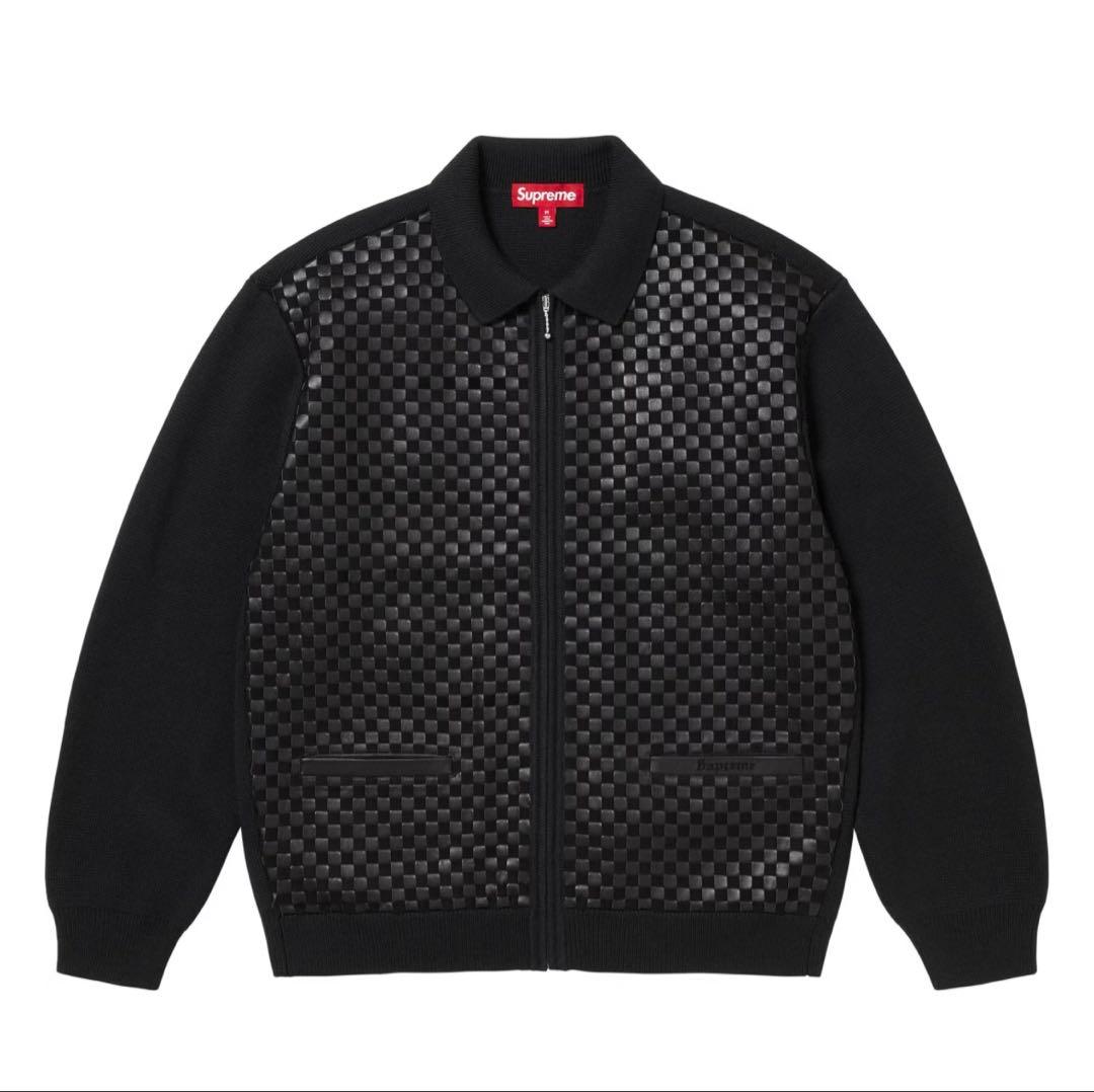 トップス Supreme Woven Leather Zip Up Cardigan