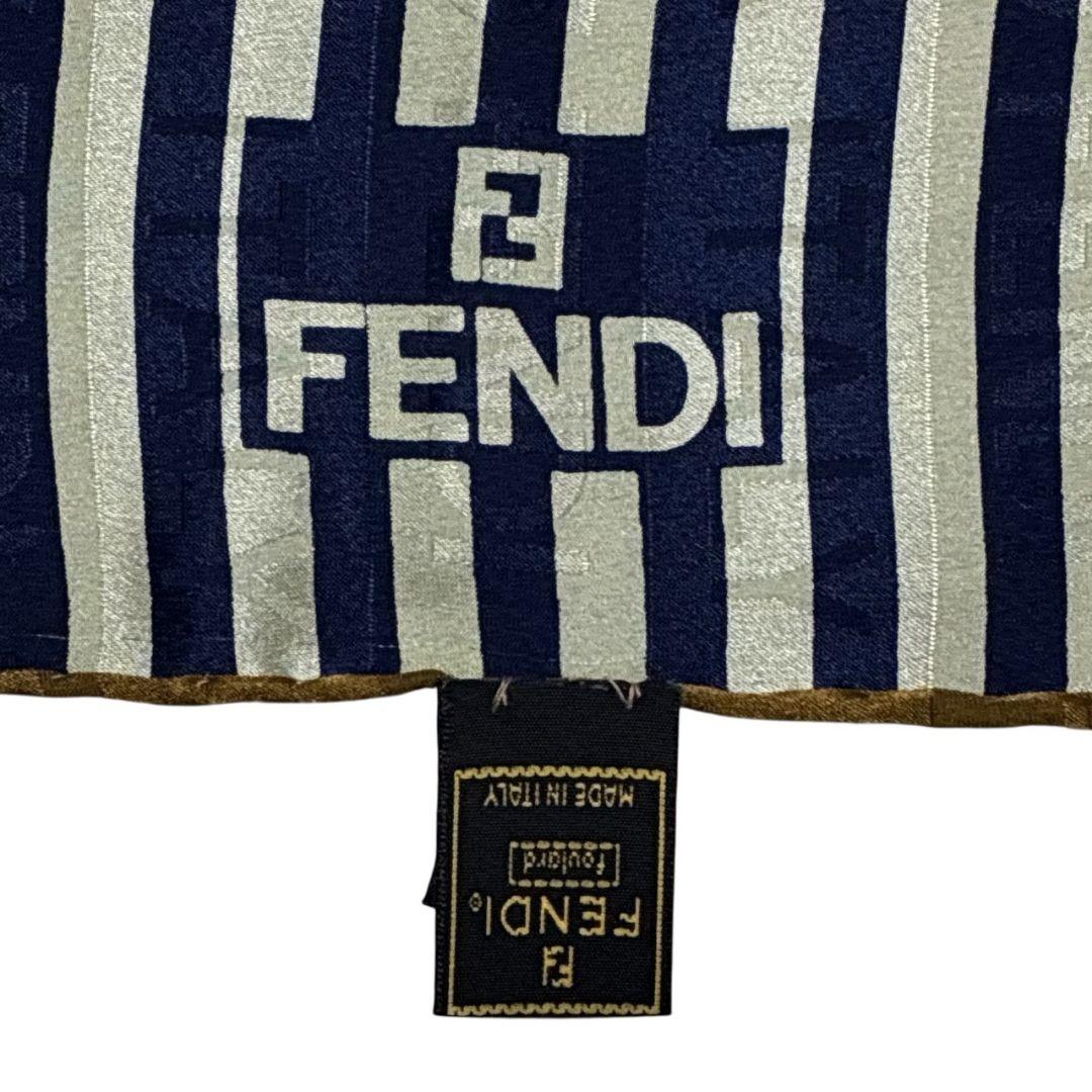 【美品】FENDI ズッカ柄 FF柄 シルク イタリア製 大判スカーフ ストール