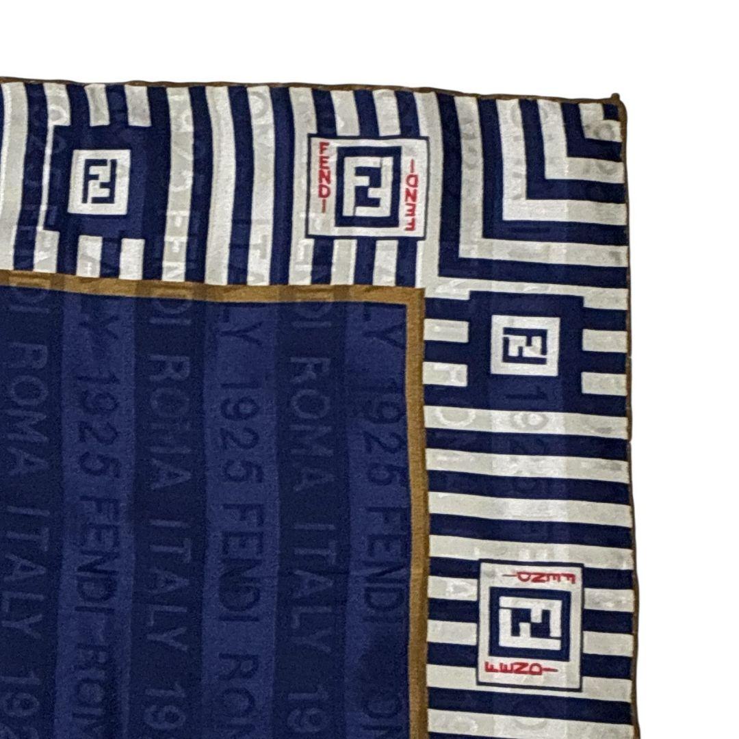 【美品】FENDI ズッカ柄 FF柄 シルク イタリア製 大判スカーフ ストール