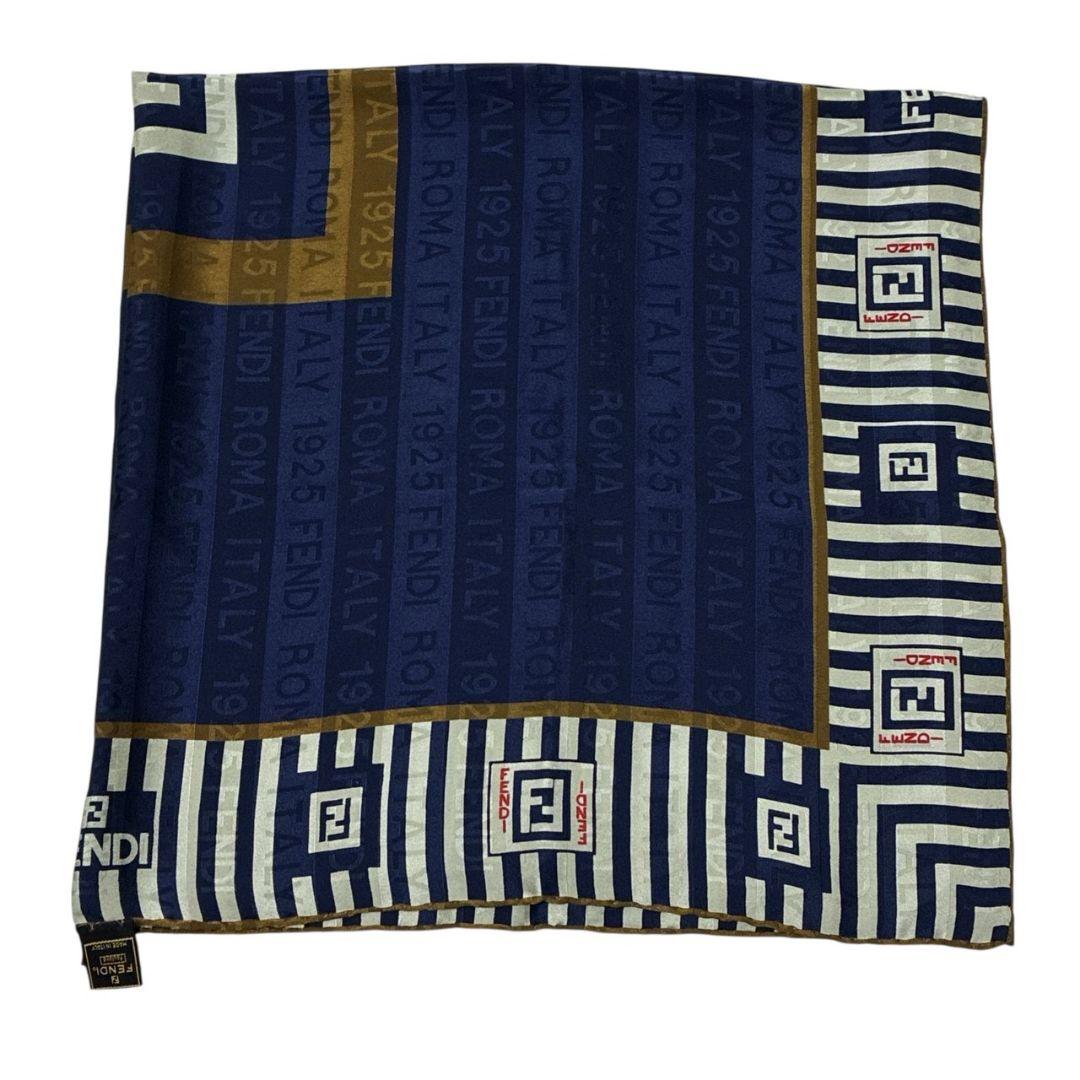 【美品】FENDI ズッカ柄 FF柄 シルク イタリア製 大判スカーフ ストール
