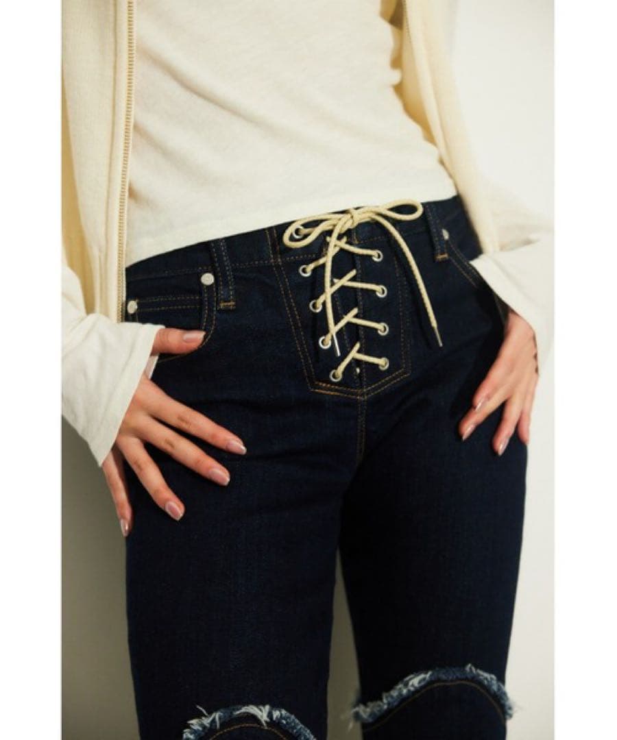 新品タグ付　LAGUAGEM FRONT LACE UP FLARE DENIM