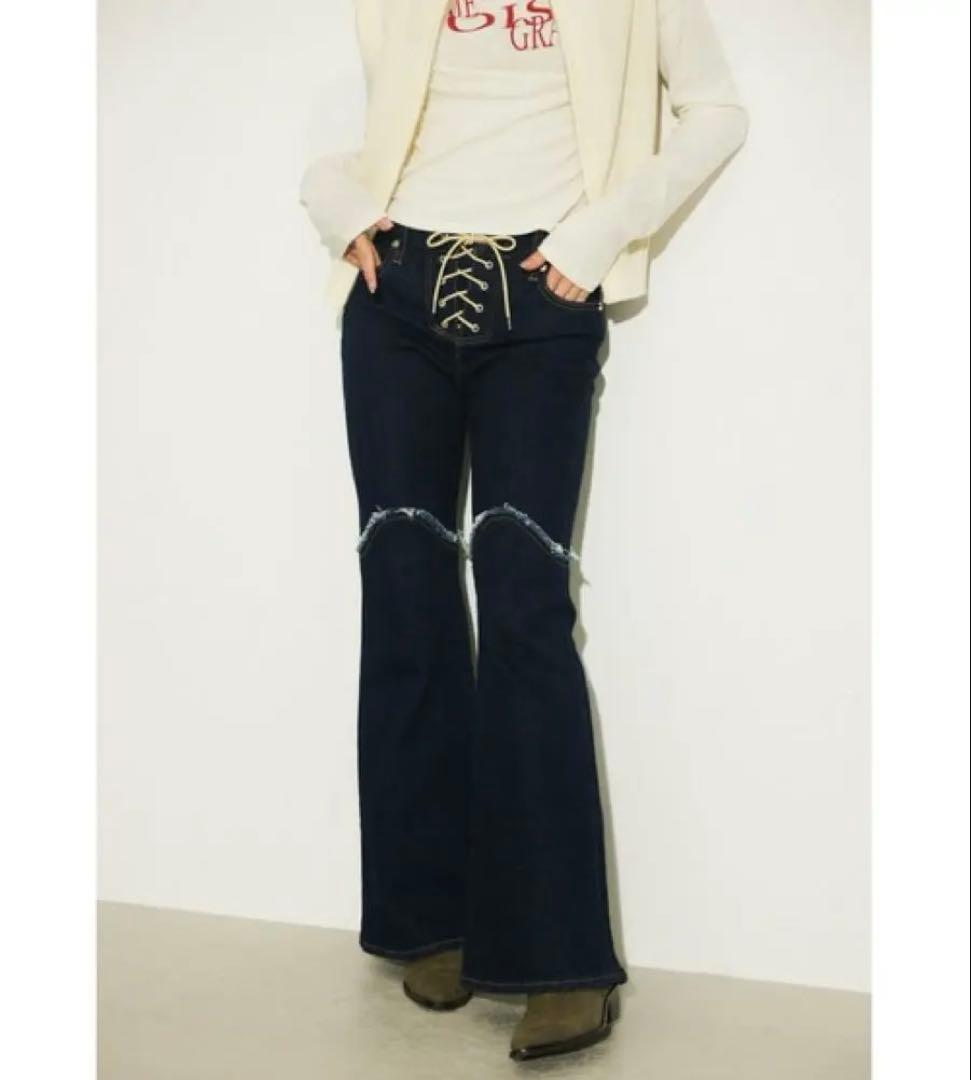 新品タグ付　LAGUAGEM FRONT LACE UP FLARE DENIM