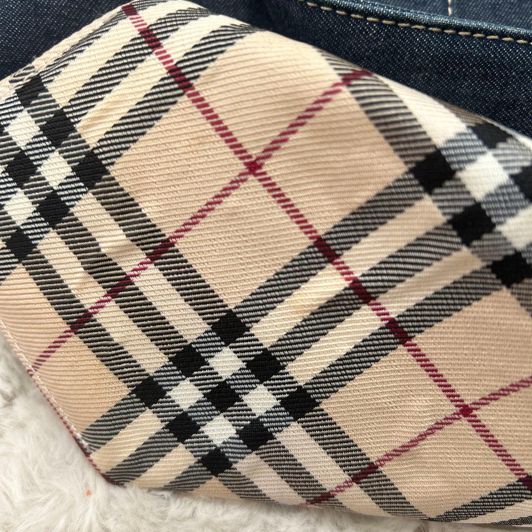 【バーバリーロンドン】　デニムトートバッグ　インディゴ　ノバチェック