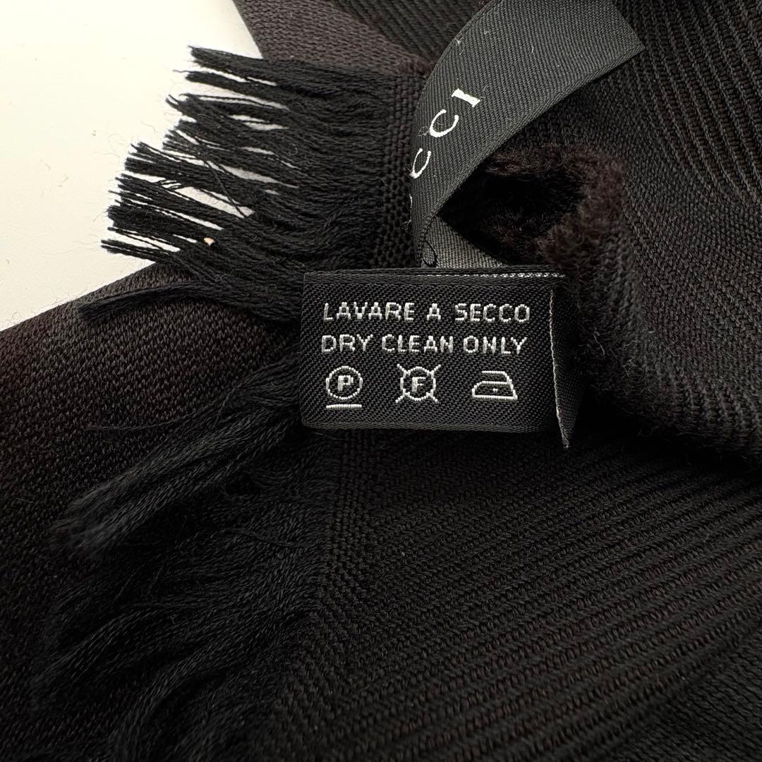 グッチ マフラー インターロッキング シェリーライン 黒 シルク 180×34