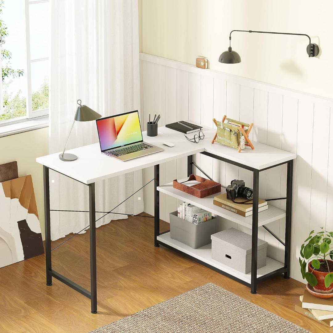 【2333-129-90】パソコンデスク 幅108×奥行80 L字