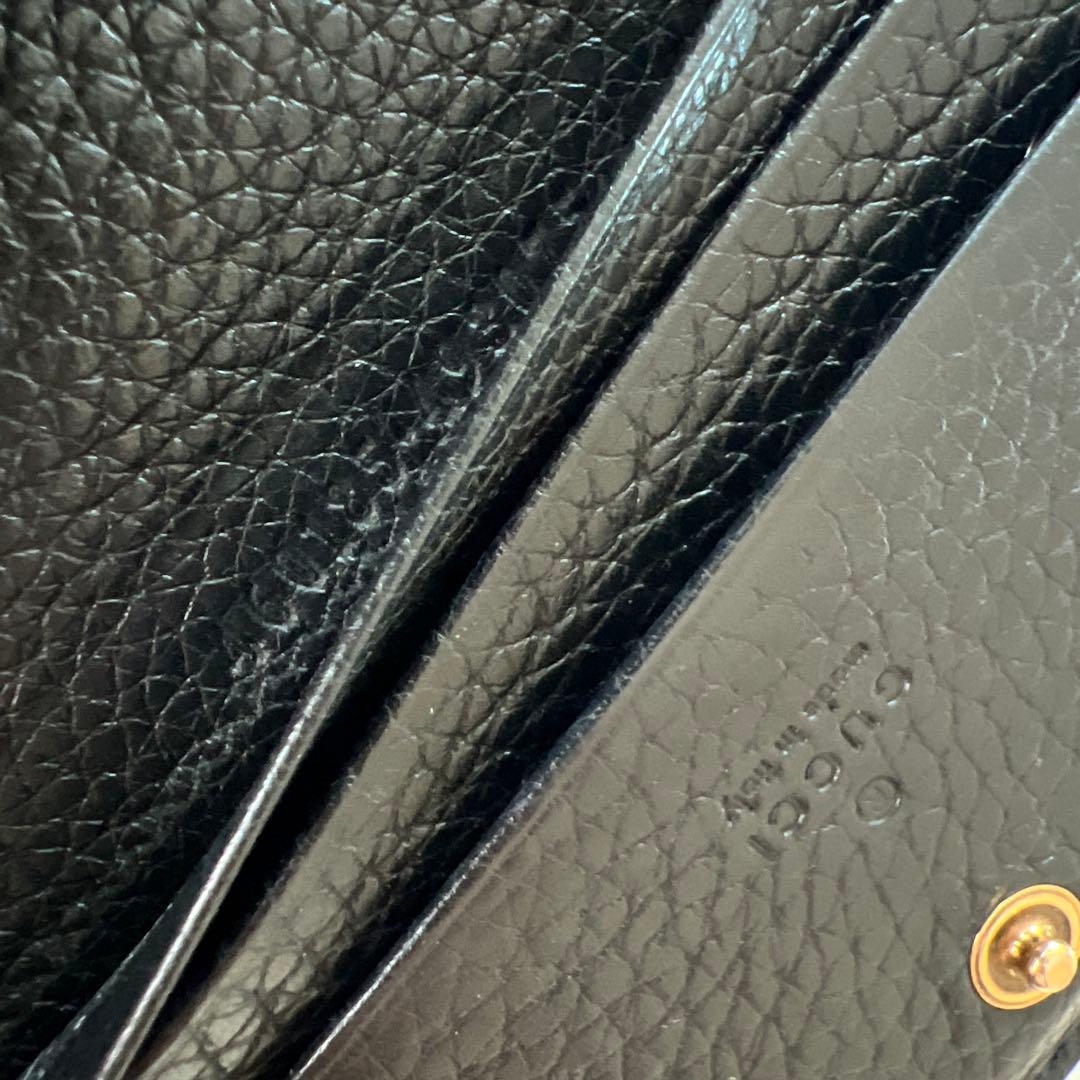 GUCCI 二つ折り財布 アニマリエ ビー ブラックレザー　蜂　ゴールド