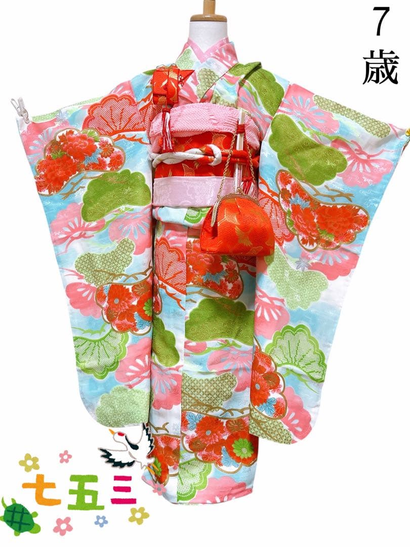 5歳から小さめ7歳♡七五三　女の子　フルセット　一式　レトロ着物　アンティーク