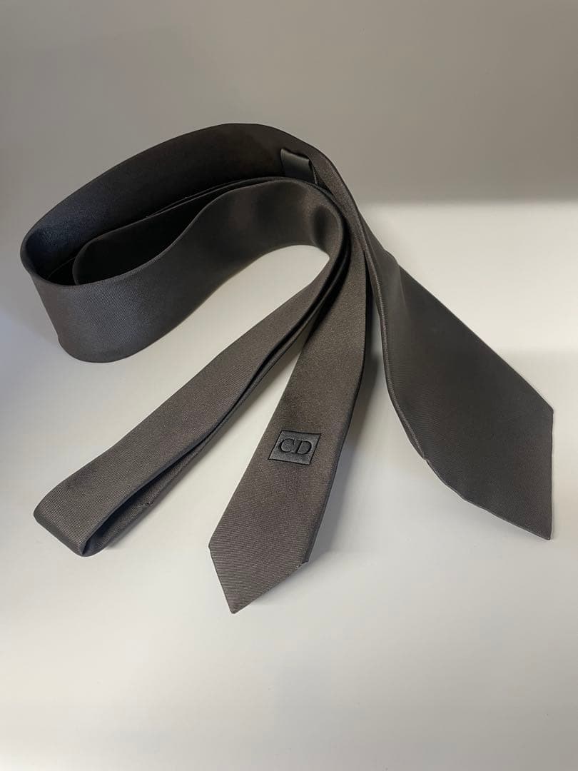 美品 ディオールオム ネクタイ ハイブランド 無地 ブラウン エディ期 希少