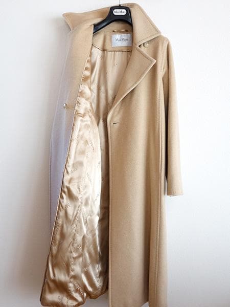 ハ*コ様 マックスマーラマニュエラアイコンコート白タグ38マヌエラキャメル100