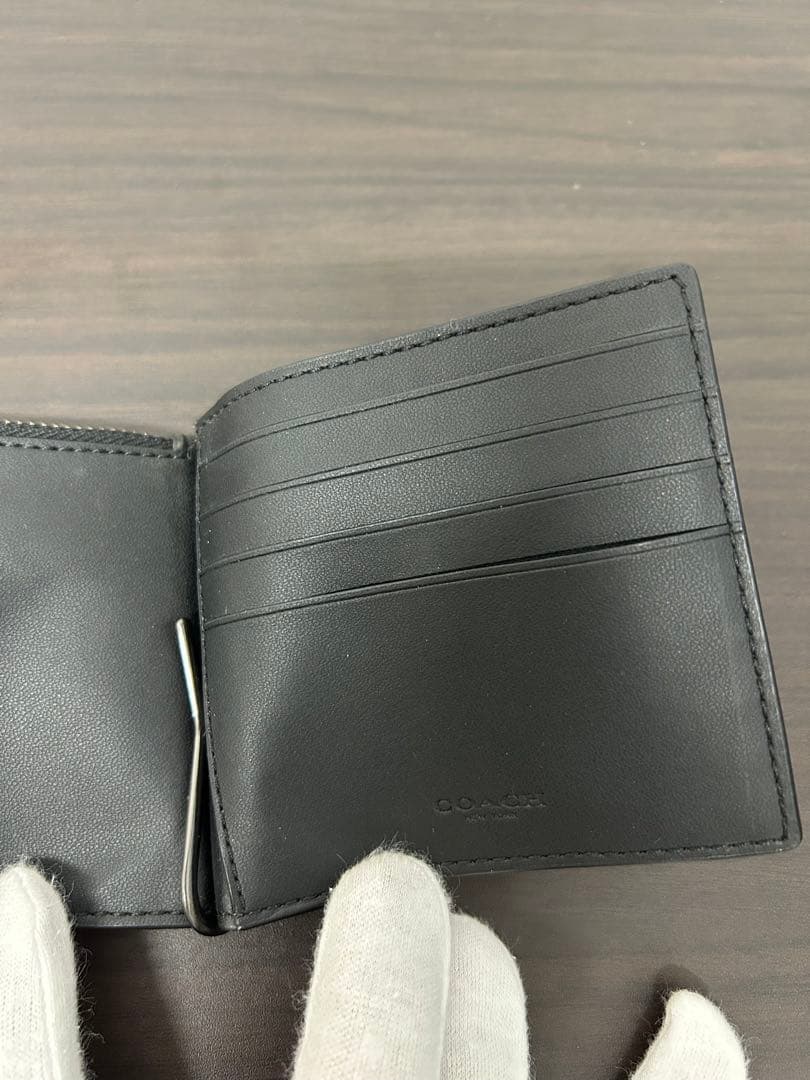 COACH ブラックレザー マネークリップ