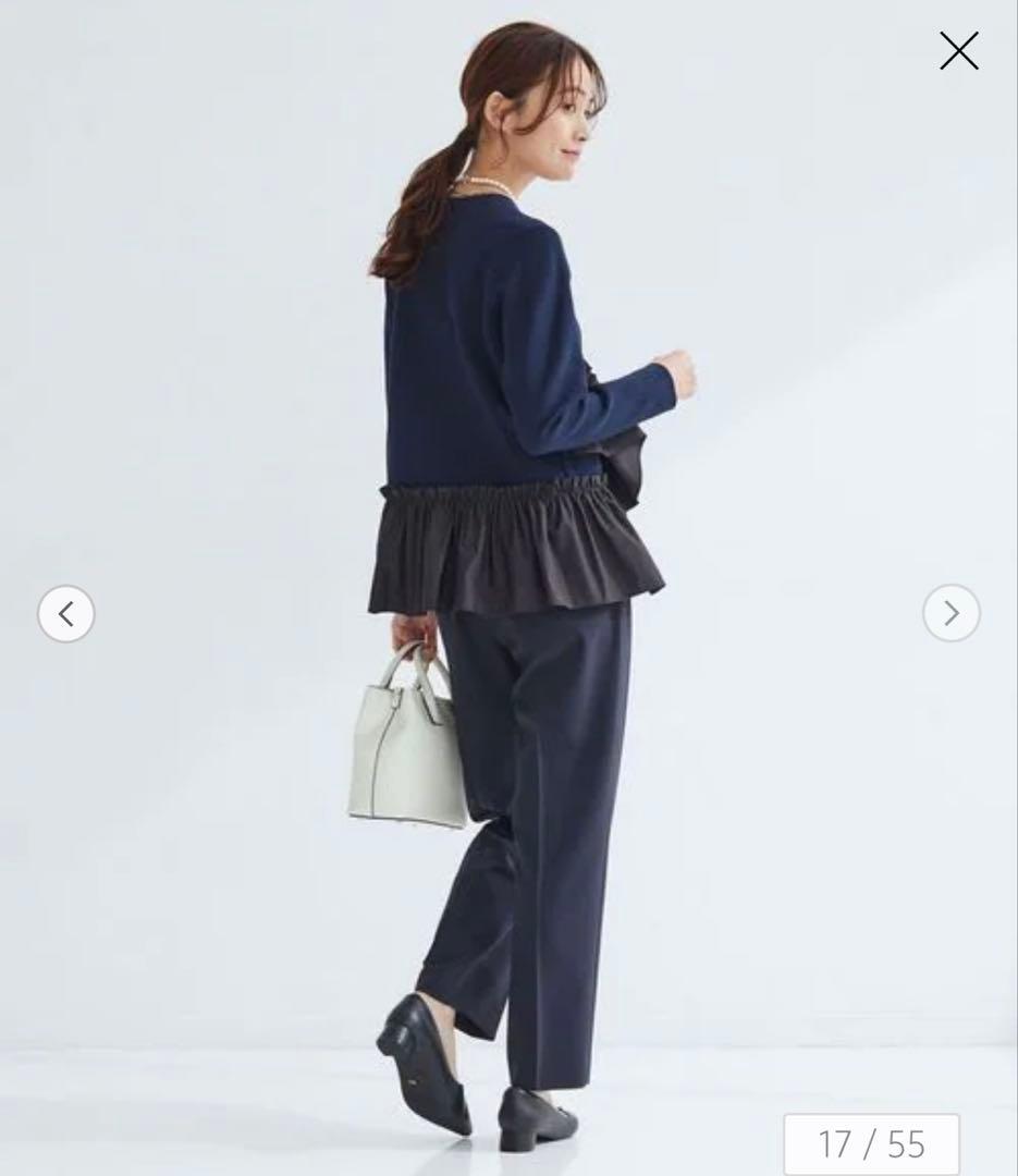 タフタ ドッキング ペプラム プルオーバー ニット ウォッシャブル