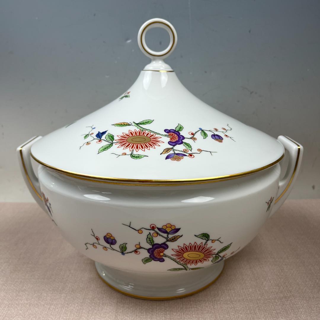 43 リチャード ジノリ スープチュリーン スープポット 花柄 蓋つき鉢 陶器
