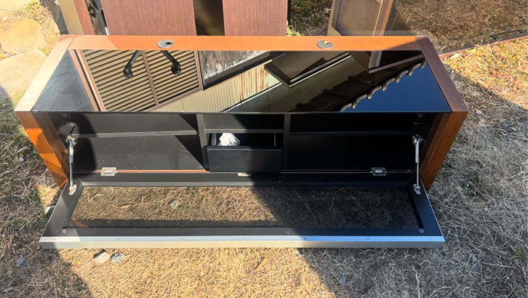 ダークブラウンテレビ台 シギヤマ家具　ガラス扉付