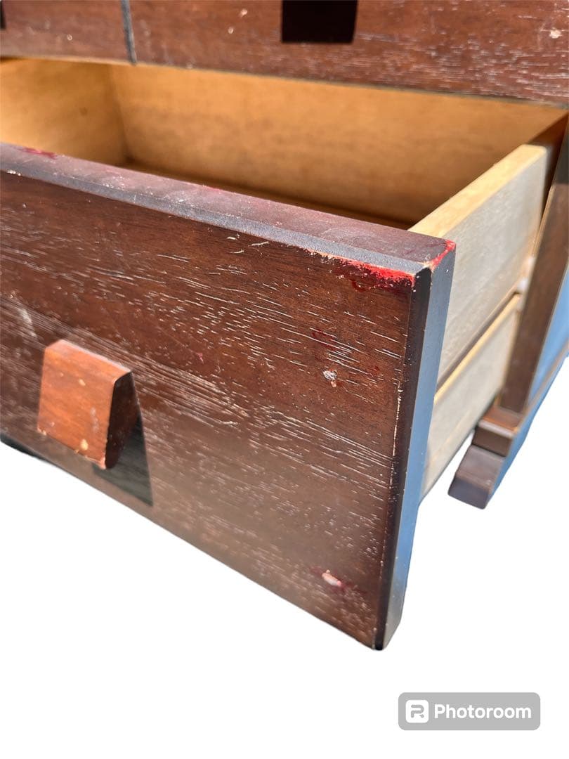 【アンティーク】木製 5杯 キャビネット ウッドチェスト 引出し 小箪笥 古家具