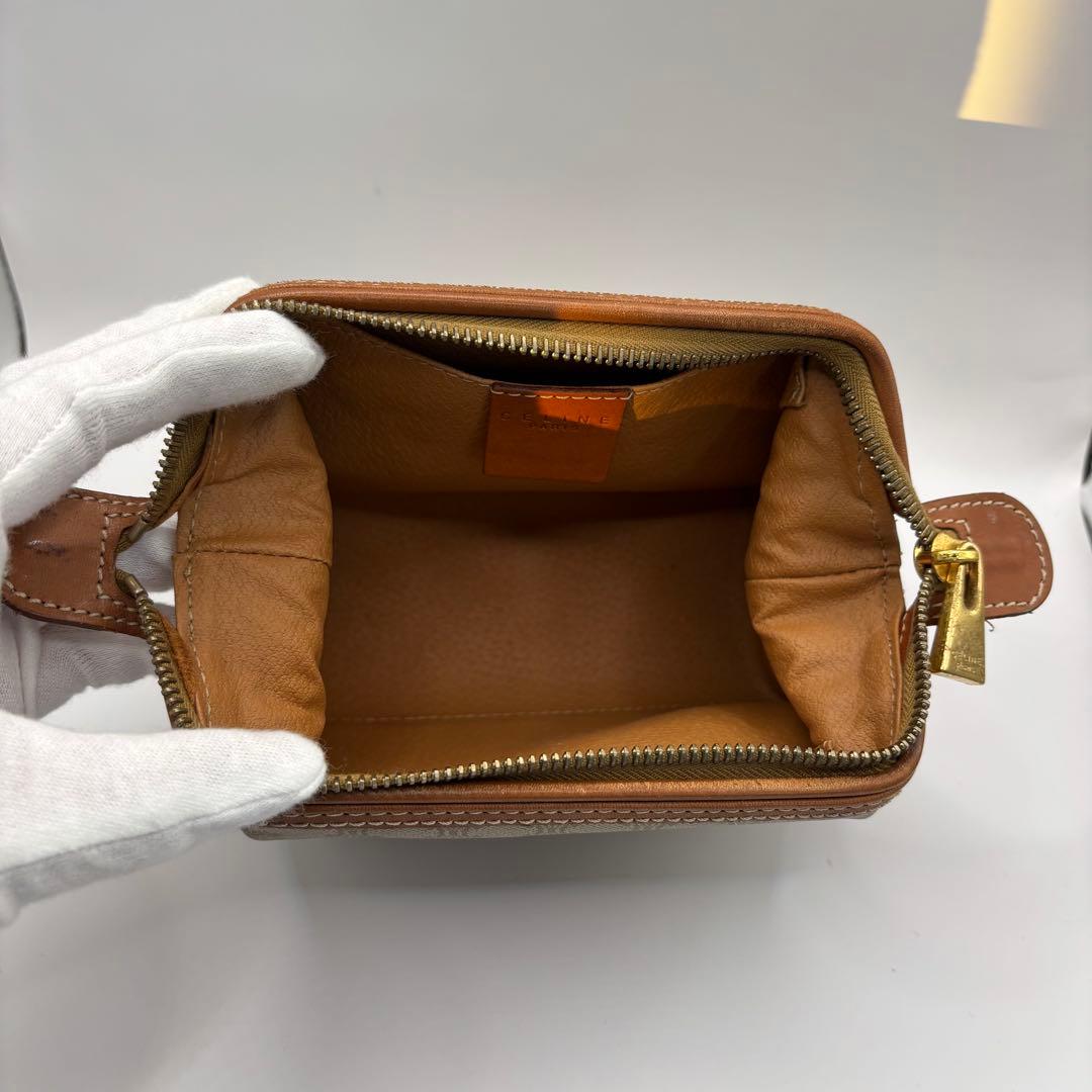 CELINE ポーチ　トリオンフ　マカダム　ベージュ　ブラウン　キャメル　レザー