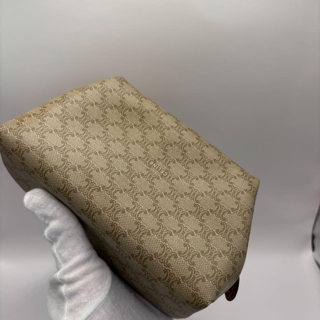 CELINE ポーチ　トリオンフ　マカダム　ベージュ　ブラウン　キャメル　レザー