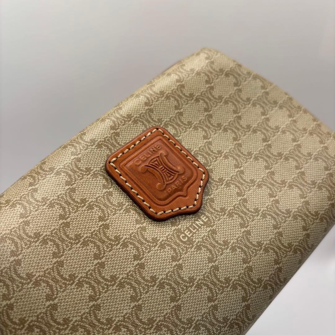 CELINE ポーチ　トリオンフ　マカダム　ベージュ　ブラウン　キャメル　レザー