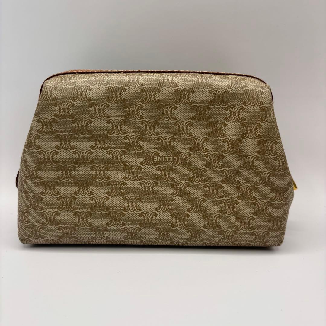 CELINE ポーチ　トリオンフ　マカダム　ベージュ　ブラウン　キャメル　レザー