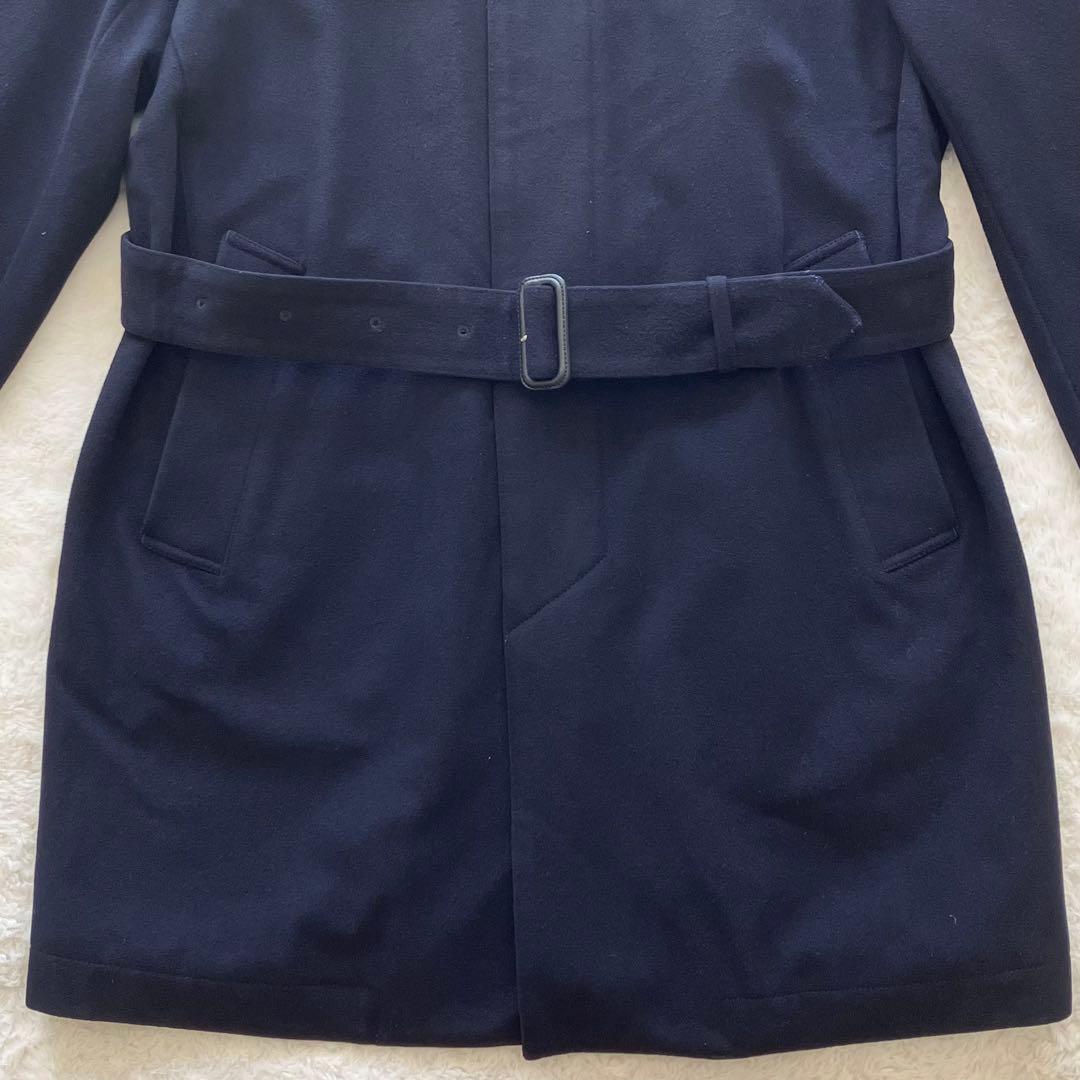 シップス ロロピアーナ ウール ステンカラー ベルテッドコート ネイビー S