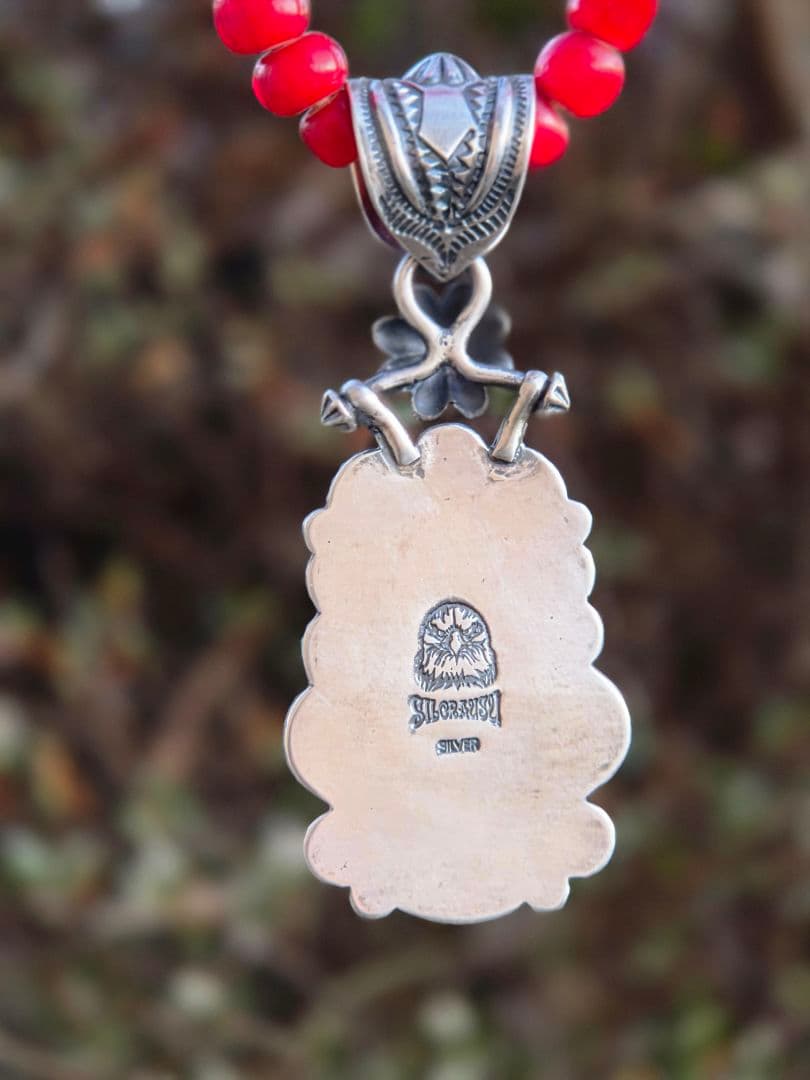 ハイグレード　ペルシャン　ターコイズ　インディアンジュエリースタイル　ペンダント