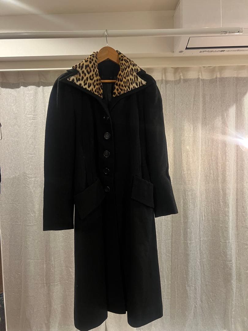 レオパード　ブラック　ロングコート